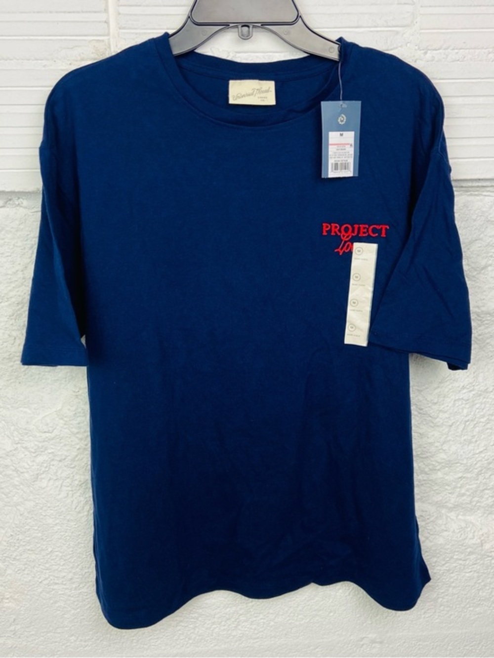 NWT Universal Thread embroidered project love navy Short Sleeve Tee size medium